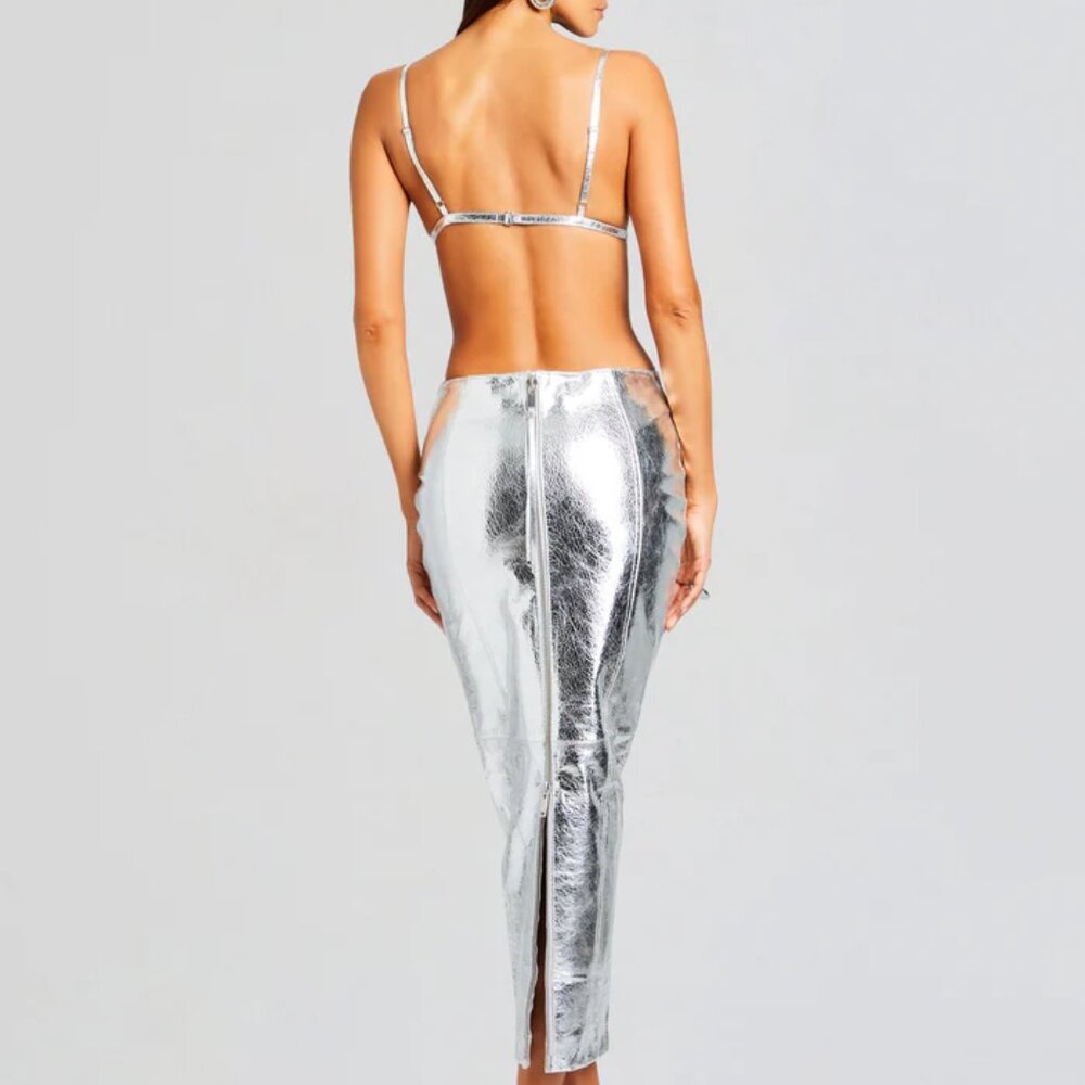Silver Leather Low Rise Liza Retrofete Skirt - Large NWT - Picture 3 of 11